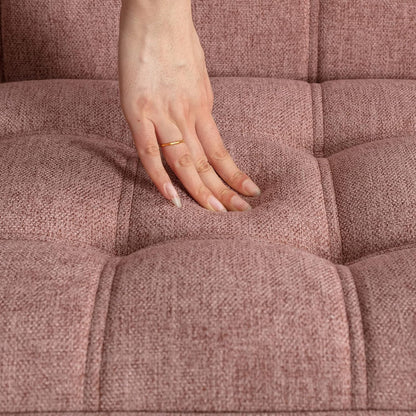 48" Small Loveseat Sofa, Modern Linen Fabric Mini Sofa Couch 2-Seater Love Seat with Quilting Backs