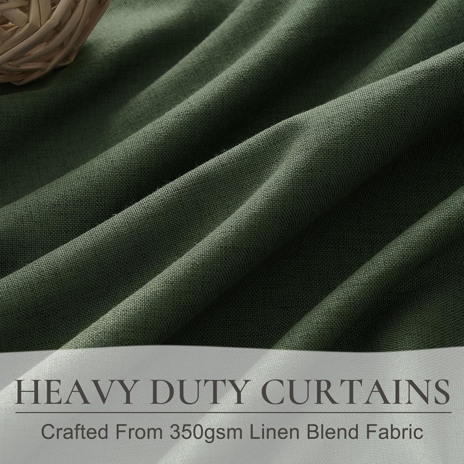 Pinch Pleated Curtains with Rings and Hooks Loden 102 Inch 8-1/2ft Tall Vintage Curtains for
