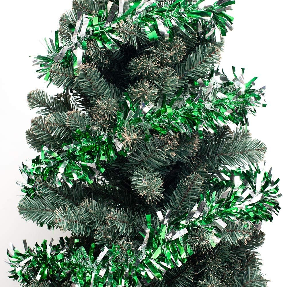Anderson's Green & Silver Sparkle Glitter Metallic Tinsel Twist for Trailer Or Golf Cart, 4 inches