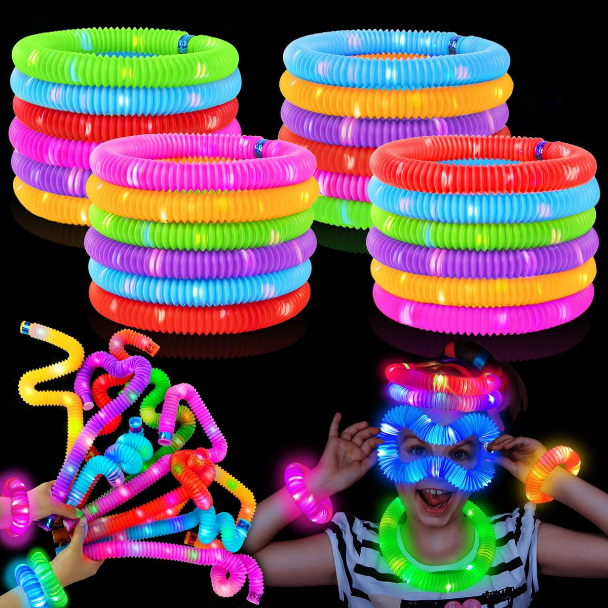 Glow Sticks Bulk Party Favor Supplies for Kids 48 PCS,Glow in Dark Bracelet Necklace Accessories