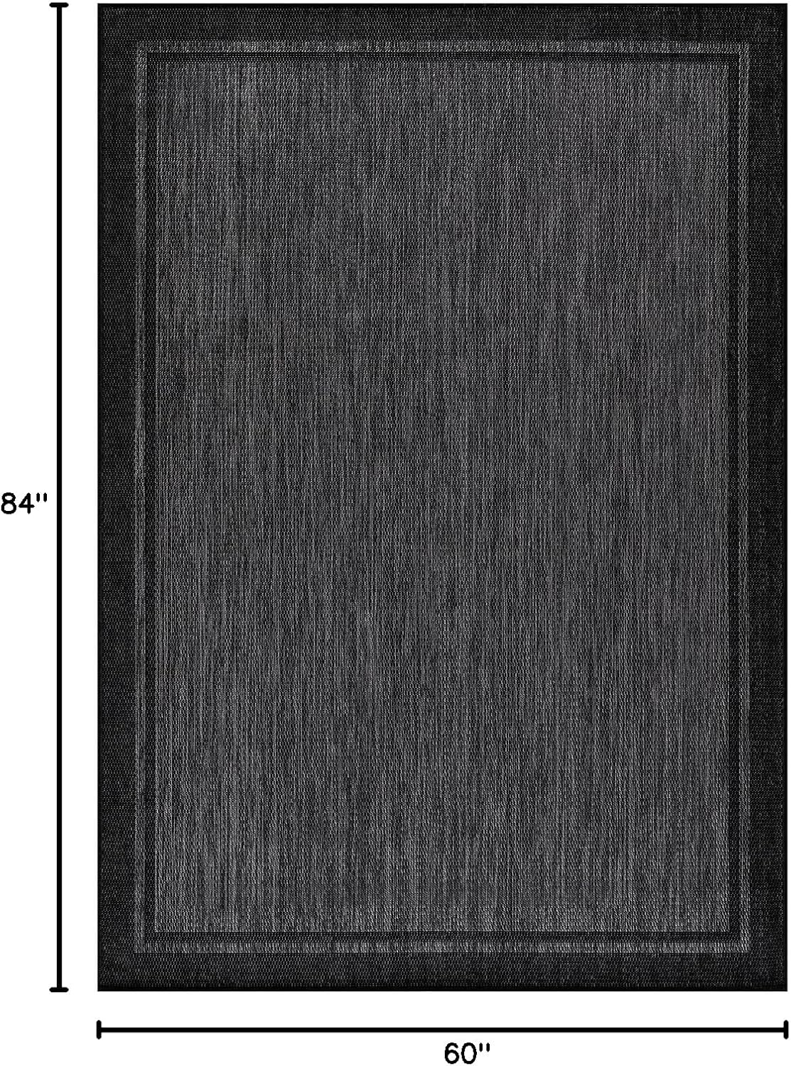 CAMILSON Indoor Outdoor Rug, 5x7 Bordered Dark Grey Black Modern Area Rugs for Indoor and Outdoor