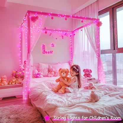 JMEXSUSS 33ft 100 LED Pink String Lights Battery Operated, Pink Fairy Twinkle Lights with 8 Modes