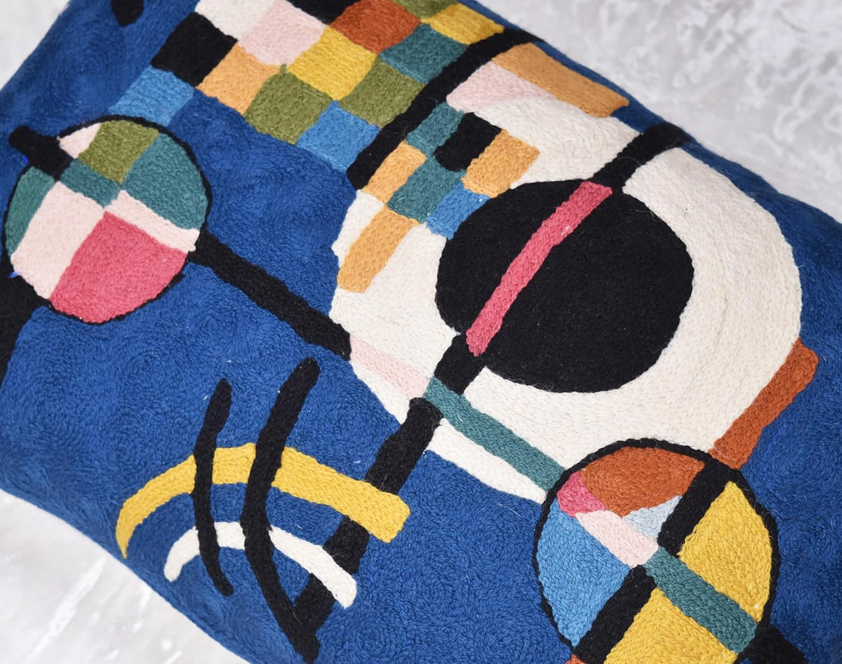 Lumbar Kandinsky Blue Modern Pillow Cover - Counterweights Mid-Century Chair Cushions Blues