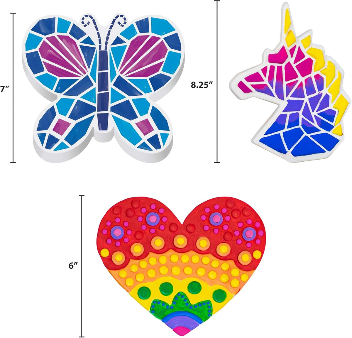 Creative Roots Paint Your Own Stepping Stones Multipack with Butterfly, Unicorn, & Heart, 3 Ceramic
