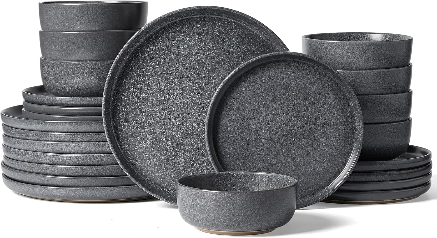 Famiware Milkyway Plates and Bowls Sets, 24 Pieces Dinnerware Sets, Reactive Glaze Dish Set