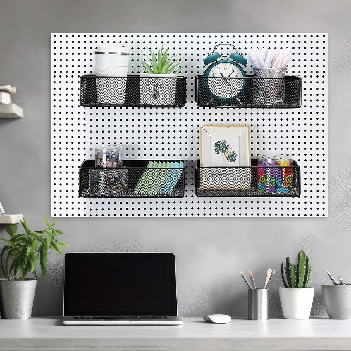 Tioncy 4 Pcs Magnetic Storage Bin Magnetic Locker Organizer for Pegboard Refrigerator Shelves