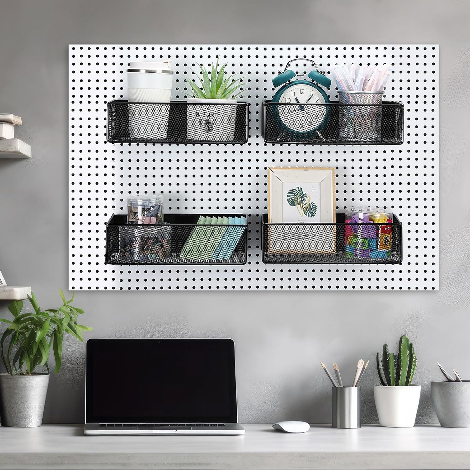 Tioncy 4 Pcs Magnetic Storage Bin Magnetic Locker Organizer for Pegboard Refrigerator Shelves