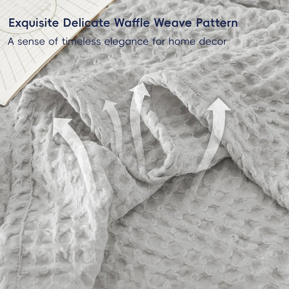 PHF Ultra Soft Waffle Weave Blanket Twin Size 66"x 90"- Washed Lightweight Breathable Cozy Woven
