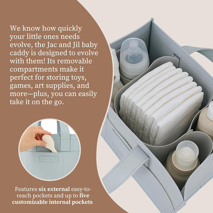 Premium Vegan Leather Baby Diaper Caddy Organizer – Portable Storage Basket for Newborn Essentials