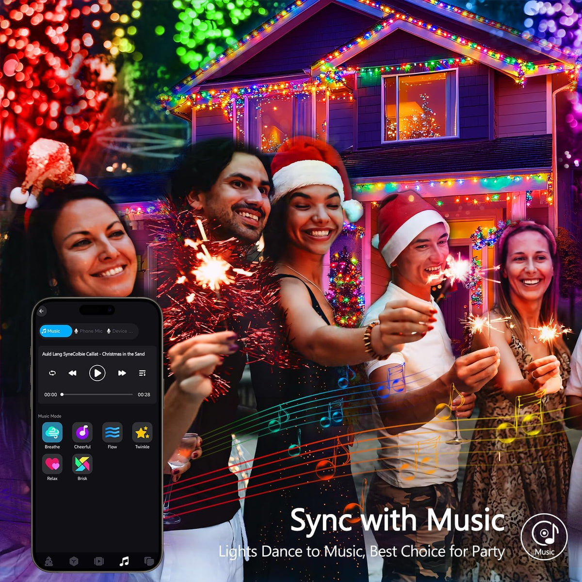 JMEXSUSS 100 LED RGB Christmas Tree Lights Indoor, 33ft Smart Color Changing Christmas Lights