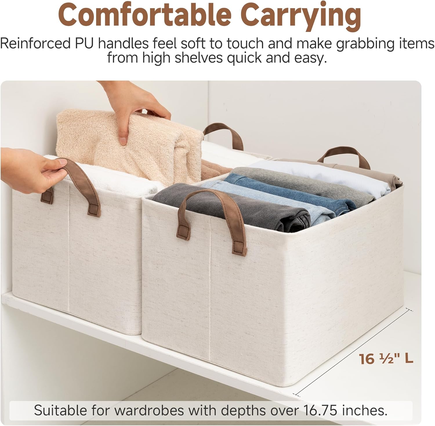 StorageWorks Storage Bins, Shelves Baskets for Organizing, Large Fabric Closet Organizers with