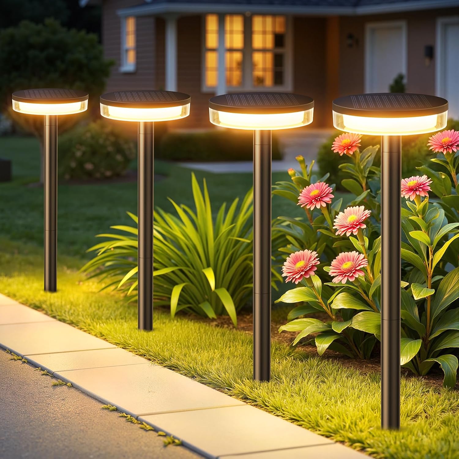 LETMY Solar Pathway Lights Outdoor, 6 Pack 2X Brighter Solar Lights Outdoor Waterproof, Taller