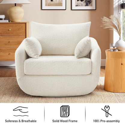 360° Swivel Accent Armchair Set of 2, 39.3" Oversized, Sherpa Boucle Fabric Sofa Chair with