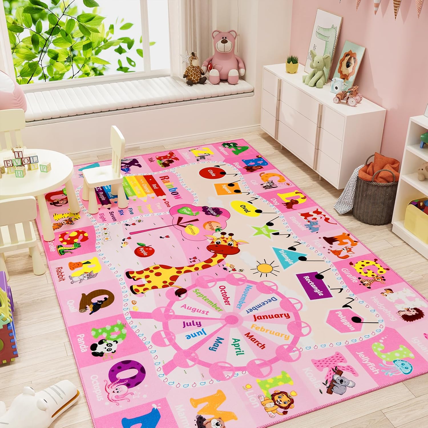 Kids Rugs for Playroom Bedroom Classroom Nursery, Non-Slip and Washable Rugs for Children Toddlers