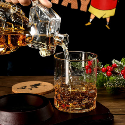 Whiskey Decanter Set Grenade Shaped Liquor Decanter Set with 2 Glasses - Scotch Bourbon Drinking