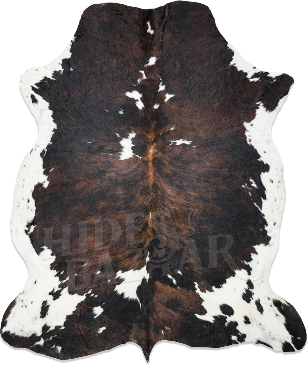Natural Cowhide Rug for Home & Office Premium Dark Tricolor Cowhide Rug with Unique Dark Brown