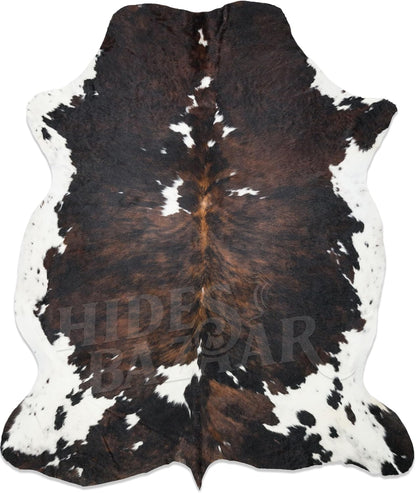 Natural Cowhide Rug for Home & Office Premium Dark Tricolor Cowhide Rug with Unique Dark Brown