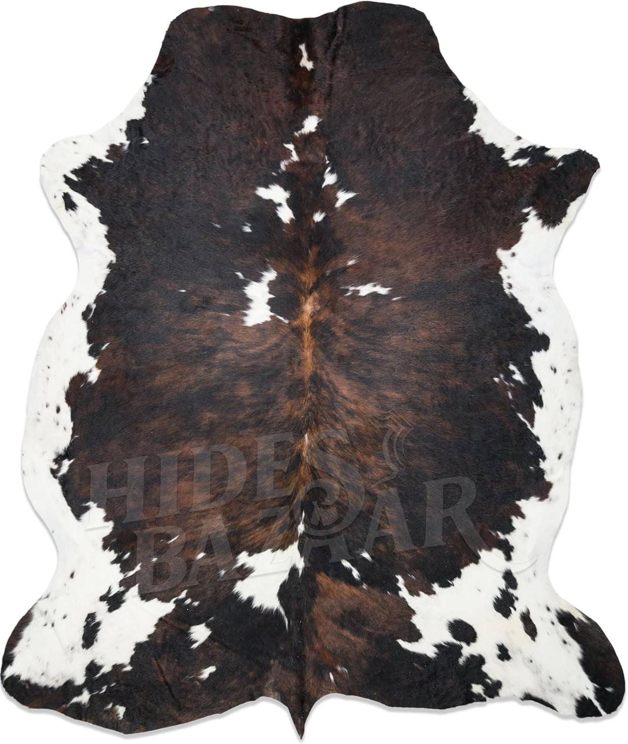 Natural Cowhide Rug for Home & Office Premium Dark Tricolor Cowhide Rug with Unique Dark Brown