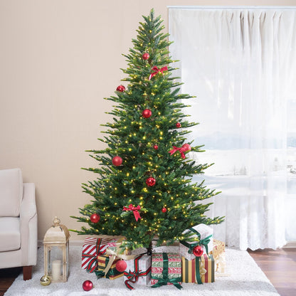 Naomi Home 6.5ft Nordic Christmas Tree with Lights, Realistic Charming Prelit with 921 Branch Tips
