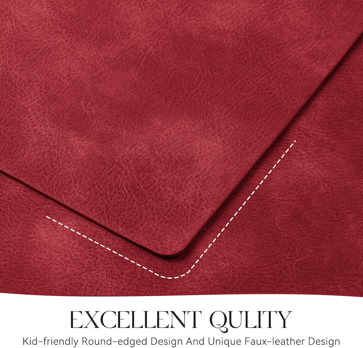 MOSAYT Vinyl Placemats Set of 8-12 X 17 Inch - Faux Leather 100% Waterproof Oil-Proof Wipeable PU