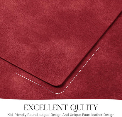 MOSAYT Vinyl Placemats Set of 8-12 X 17 Inch - Faux Leather 100% Waterproof Oil-Proof Wipeable PU