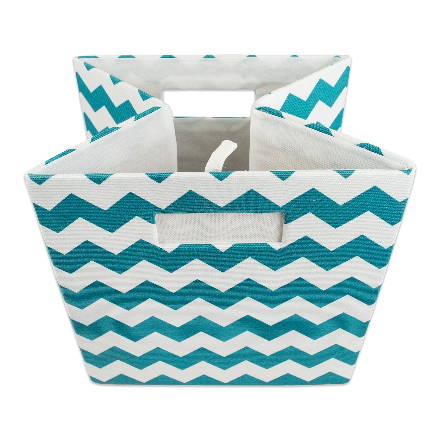 DII Collapsible Polyester Storage Cube, Chevron, Teal, Large