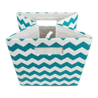 DII Collapsible Polyester Storage Cube, Chevron, Teal, Large
