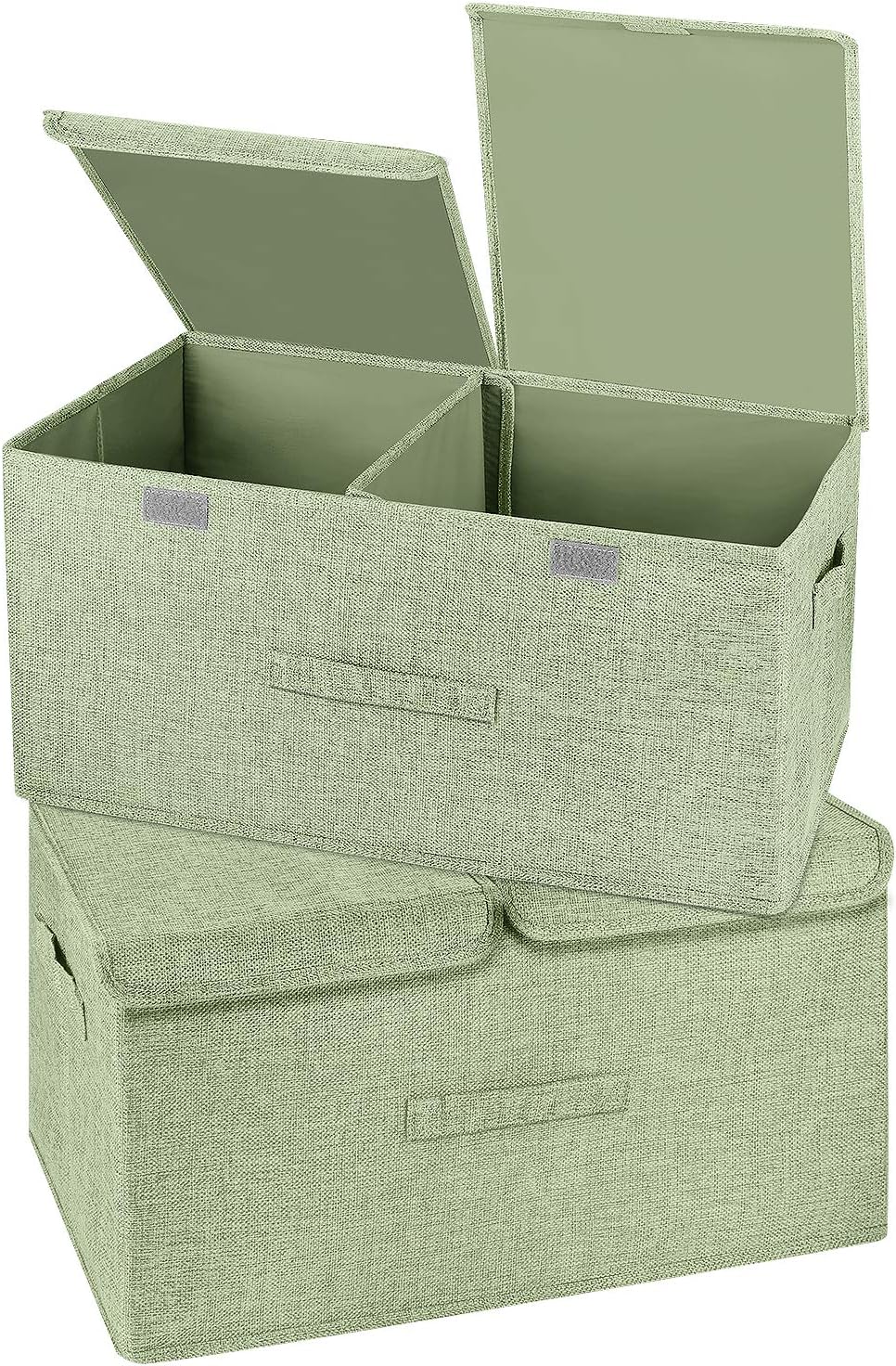 2 Pack Large Storage Boxes with Lids and Handles, Collapsible Linen Storage Bins Organizer