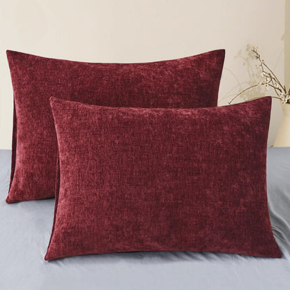 CaliTime Throw Pillow Covers Decorative 20 X 26 Inches Pack of 2 Cozy Chenille Standard Pillow