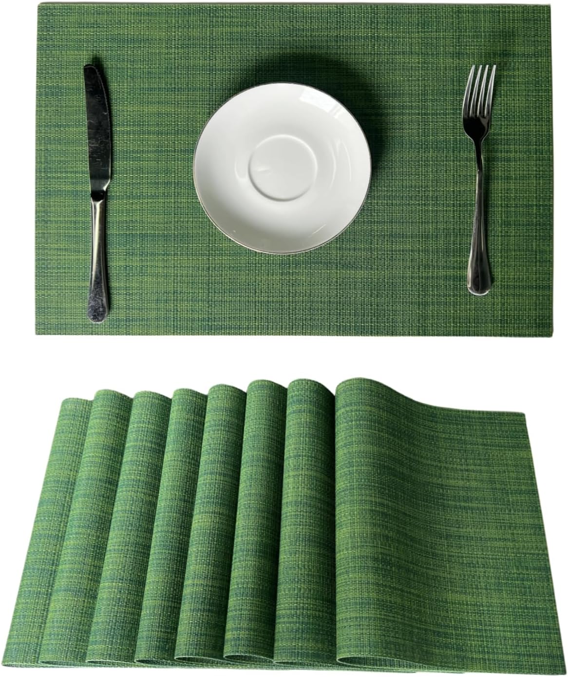 WAZAIGUR Placemats Set of 8 for Dining Table Heat-Resistant Washable Place Mats Woven Vinyl Kitchen