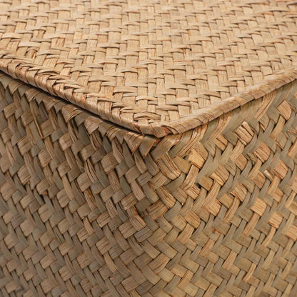 Wicker Basket with Lid, Seagrass Storage Basket, Woven Baskets for Storage, Decorative Storage