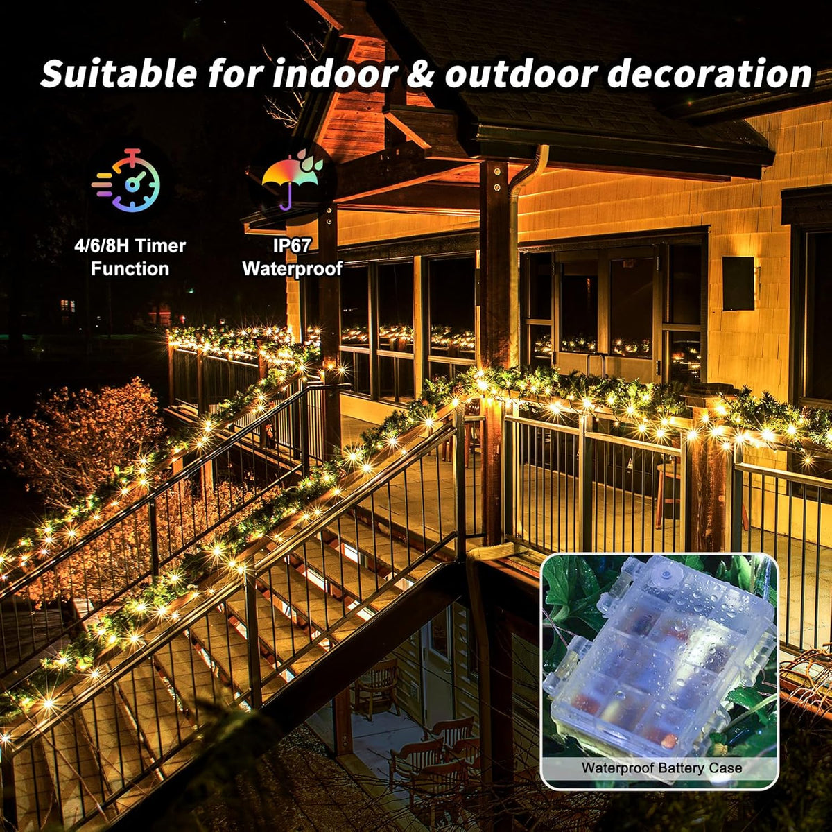 39Ft 120 LED Fairy Lights Battery Operated, RGB Color Changing String Light with Remote and Timer