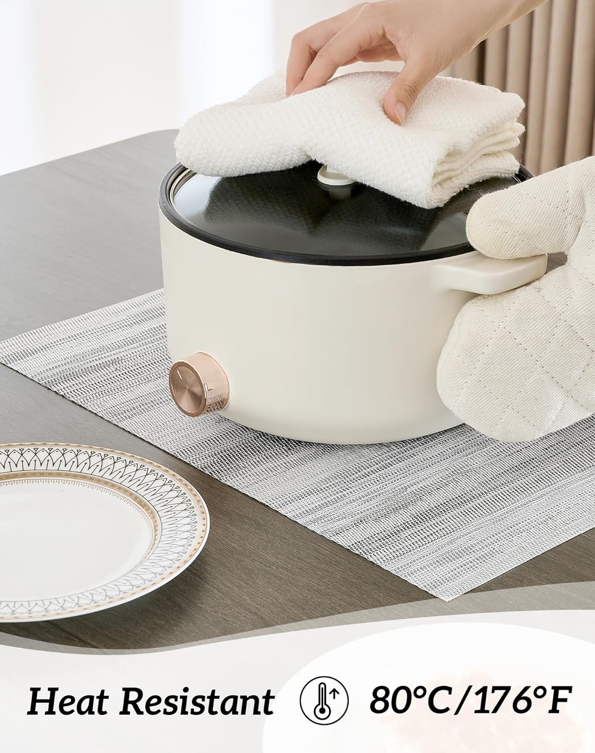 Leetaltree Lightsteel Black Placemats Set of 12 - Heat Resistant Non-Slip Place mats for Dining
