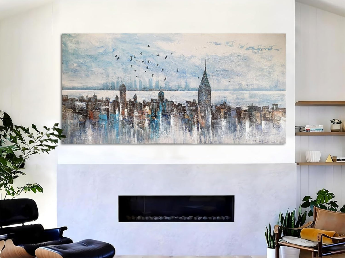 Arjun Cityscape Wall Art New York City Skyline Buildings Picture Modern Abstract Grey NYC Skyline