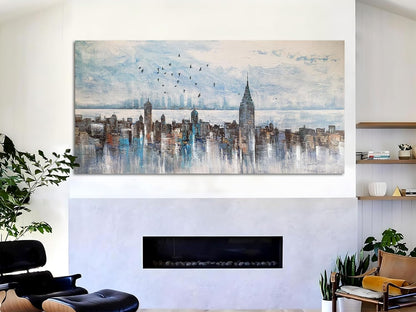 Arjun Cityscape Wall Art New York City Skyline Buildings Picture Modern Abstract Grey NYC Skyline