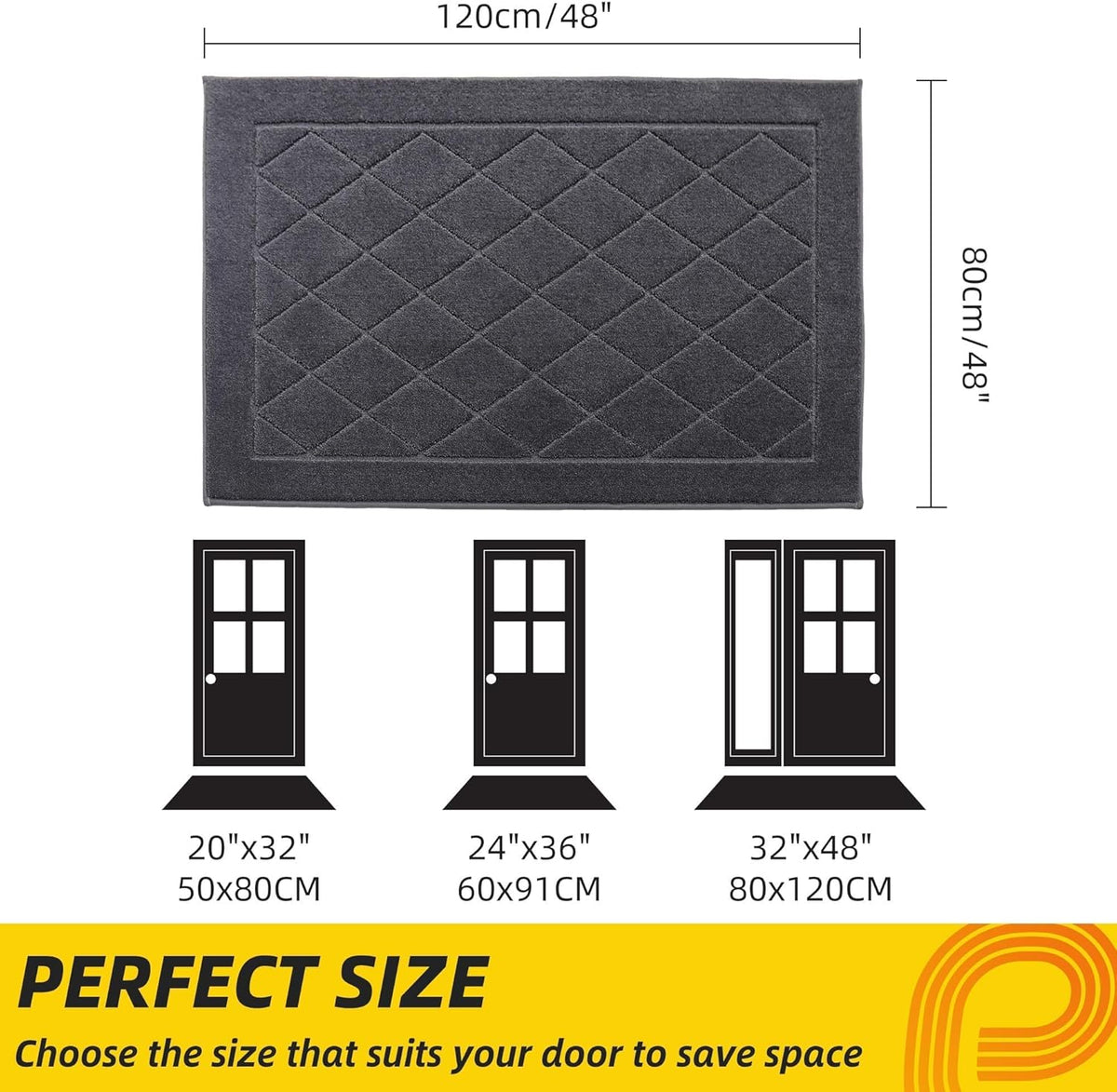 JSEI Dirt Trapper Door Mat 32"x48", Non-Slip Washable Entryway Mats, Dog Door Mat, Stain Resistant