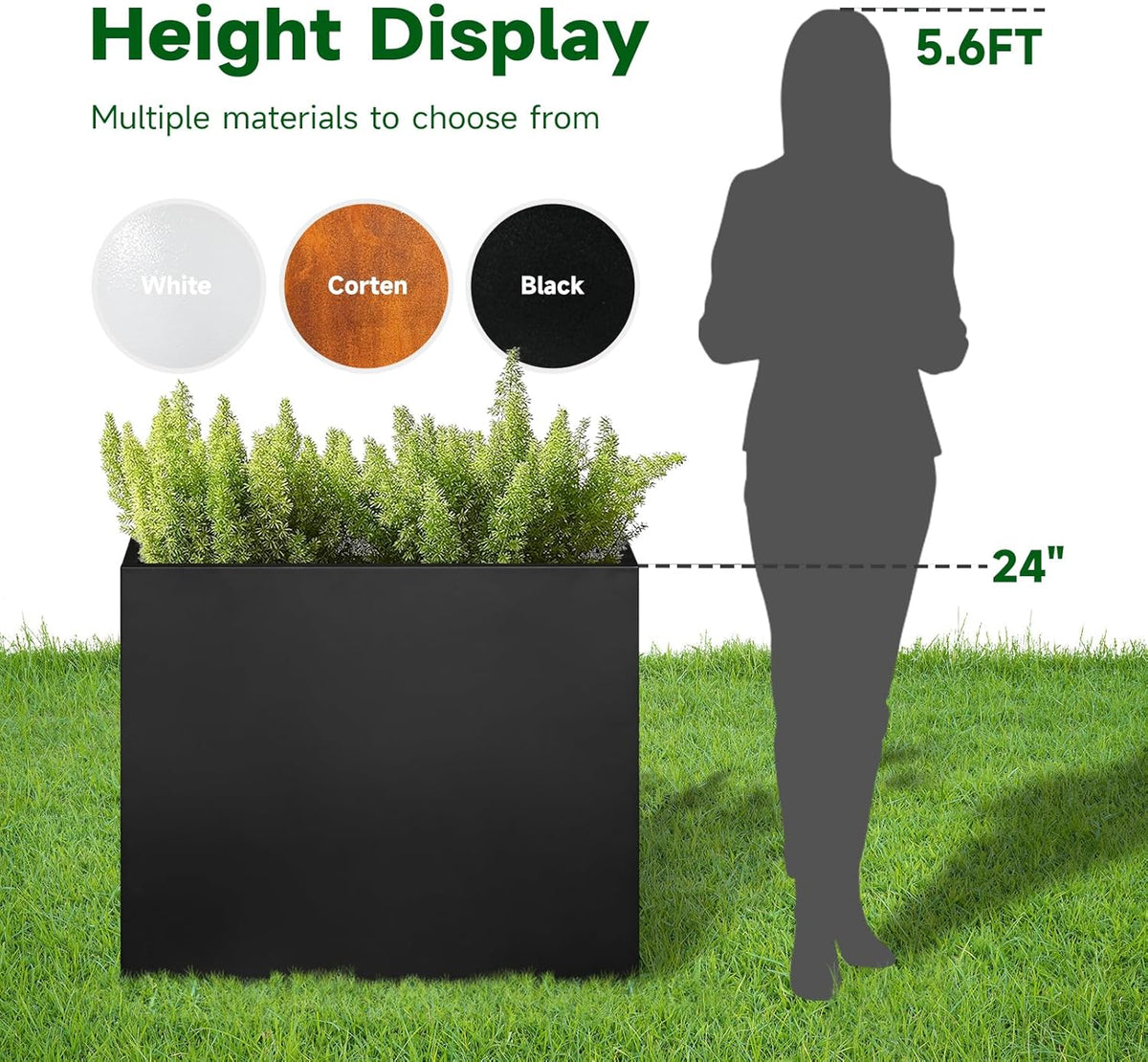 Galvanized Steel Metallic Heavy Planter for Outdoor Plants Metal Outdoor Planter Spliced Flower Box