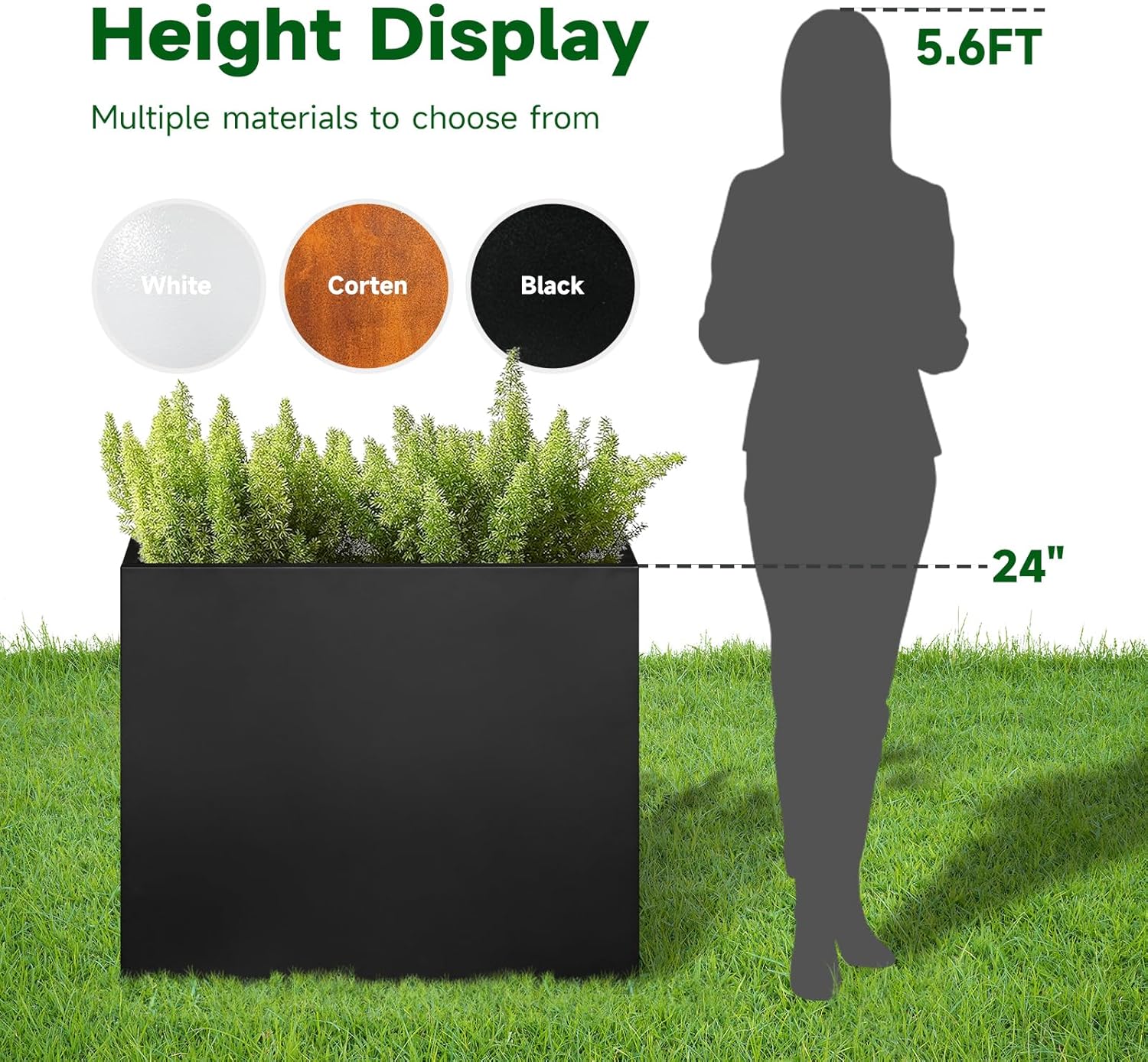 Galvanized Steel Metallic Heavy Planter for Outdoor Plants Metal Outdoor Planter Spliced Flower Box