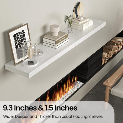 Floating Shelves for Wall, 72"W x 9.3"D x 1.5"H, Long Wooden Wall Mounted Display Shelves with