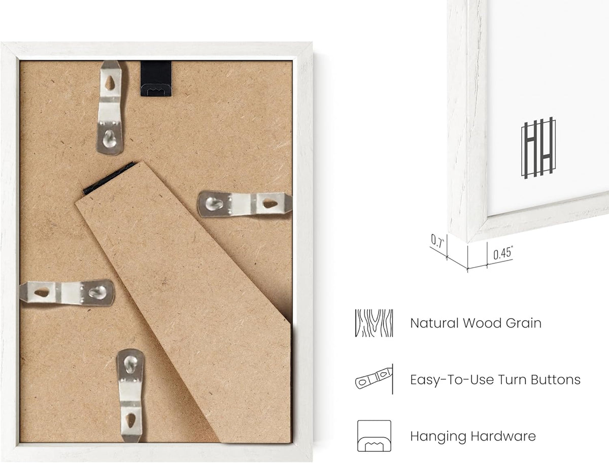 Haus and Hues 5x7 Natural White Wood Photo Frame Set of 25 - Mini Picture Frames Bulk Gallery Set