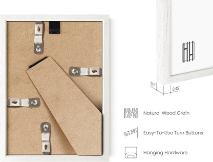 Haus and Hues 4x6 Picture Frame Wood - Set of 9 Natural Wood Frame 4x6, White Photo Frame 4x6 for