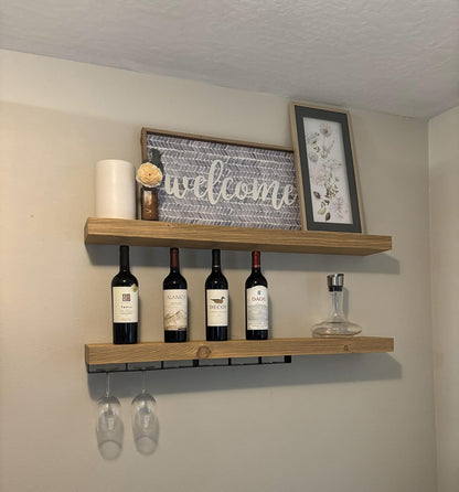 joelsantiques 42 Inch Wooden Floating Shelves for Wall - 42x6x2 in - Made of Natural Wood - Long