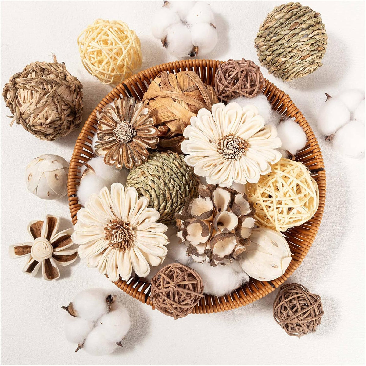 17Pcs Vintage Decorative Balls for Potpourri Bowl Filler, Bowl Filler for Table Centerpiece Home