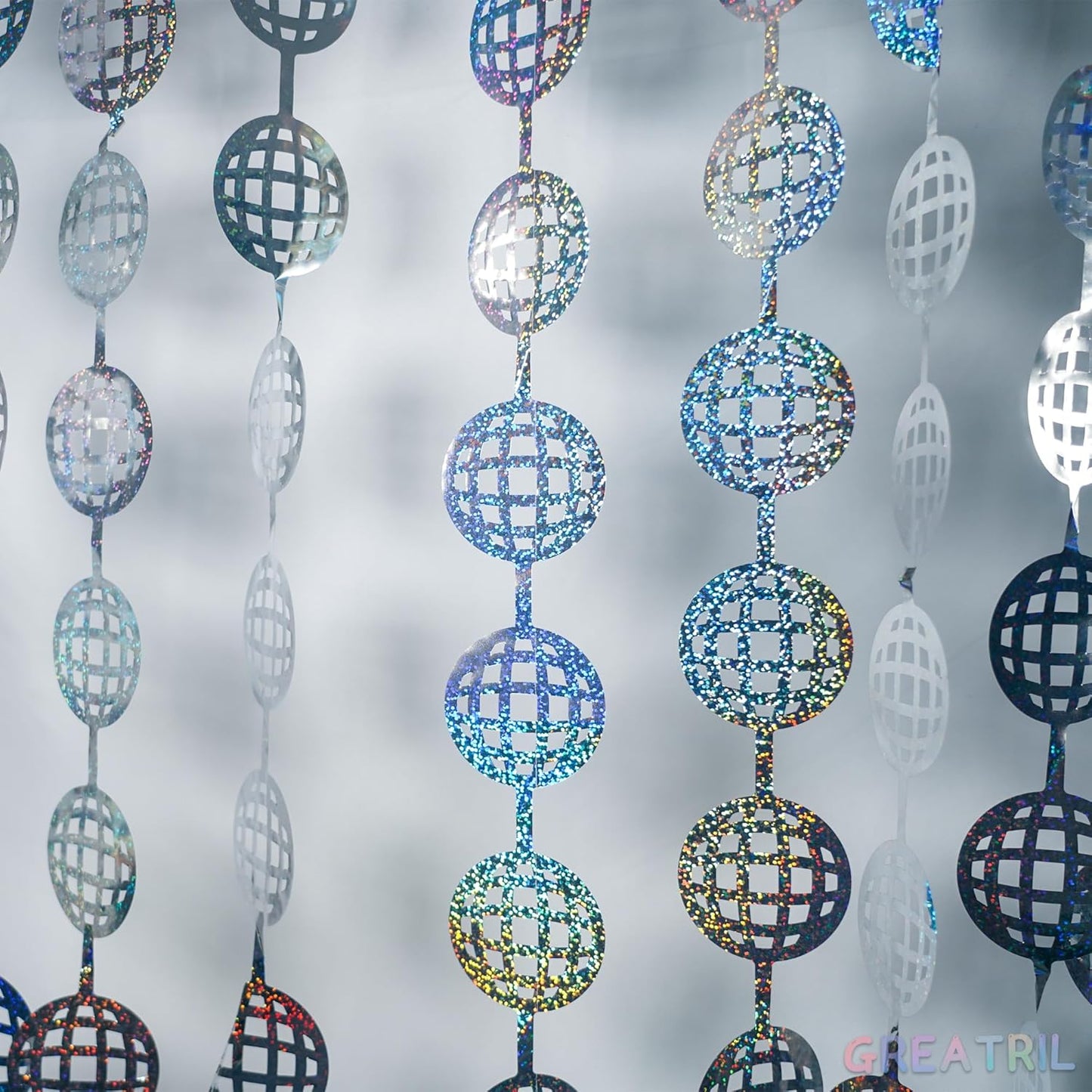 Discos Dancing Ball Shaped Party Backdrop - GREATRIL Prom Fringe Curtain Backdrop with Sparking