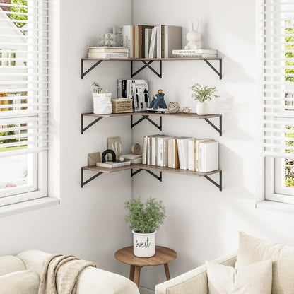 Heimlove 24" W x 12" D Wall Shelves for Books, 12 Inch Deep Floating Shelves Set of 3, Wide