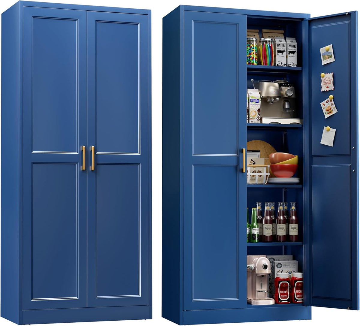 71" Storage Cabinet, Metal Pantry Cabinet, Kitchen Pantry Storage Cabinets with Doors and 4
