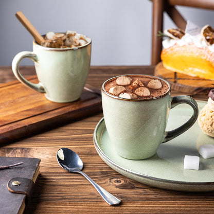 GBHOME Ceramic Coffee Mugs Set of 6, 12oz Stoneware Coffee Mugs Set For Dad Mom Women MEN, Light