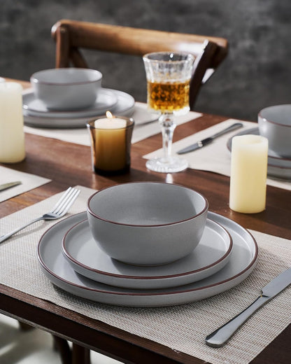 Famiware Mercury 24 Pieces Dinnerware Sets, Plates and Bowls Sets for 8, Microwave and Dishwasher