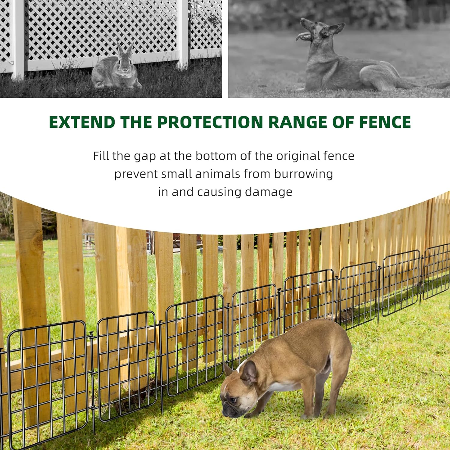 30ft x 17in Garden Fence Animal Barrier, 28 Panels No Dig Fence Border, Rustproof Metal Decorative