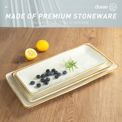 famiware Serving Platter, Rectangular 15.67/14.1/12.6inch Serving Dishes for Entertaining